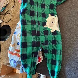 Carter's Green and Black Plaid Kids Footie
